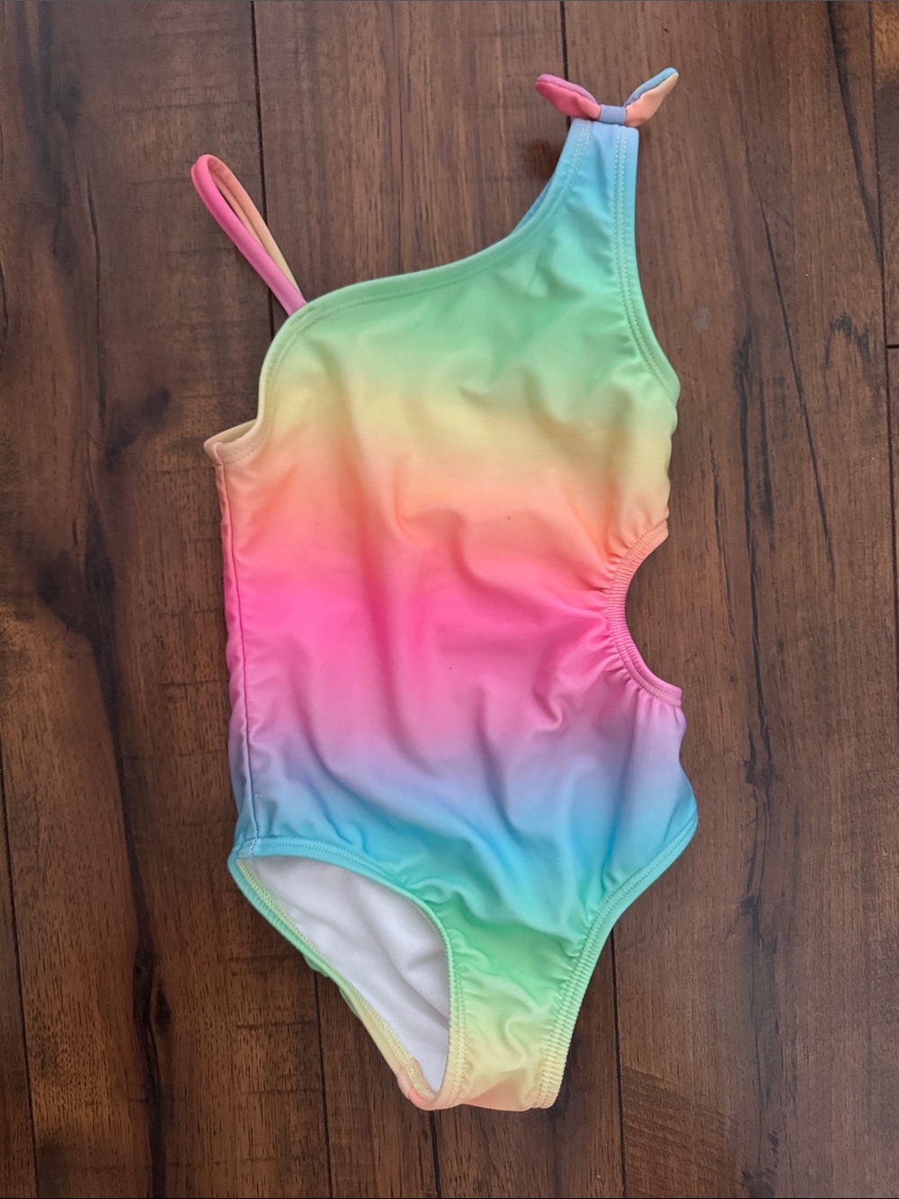 Cat & Jack Rainbow Gradient One-Shoulder Swimsuit
